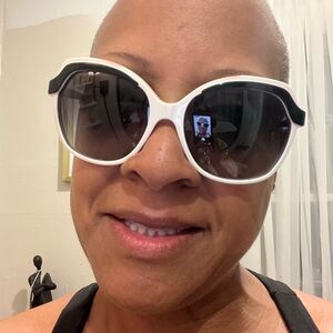 Oversized White and Black Round Sunglasses